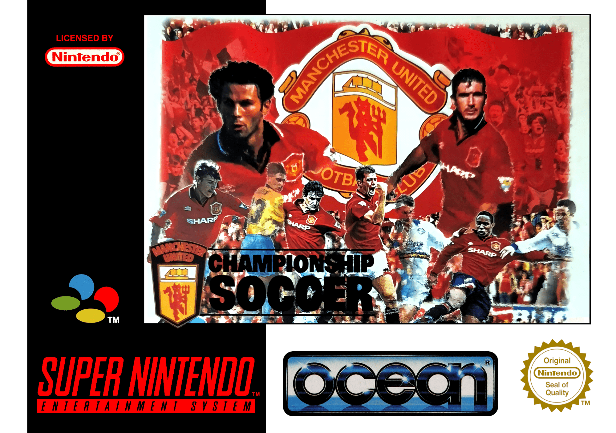 Manchester United Championship Soccer box art for Super Nintendo